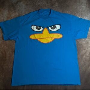 Blue Perry Graphic T-Shirt with Cartoon Face